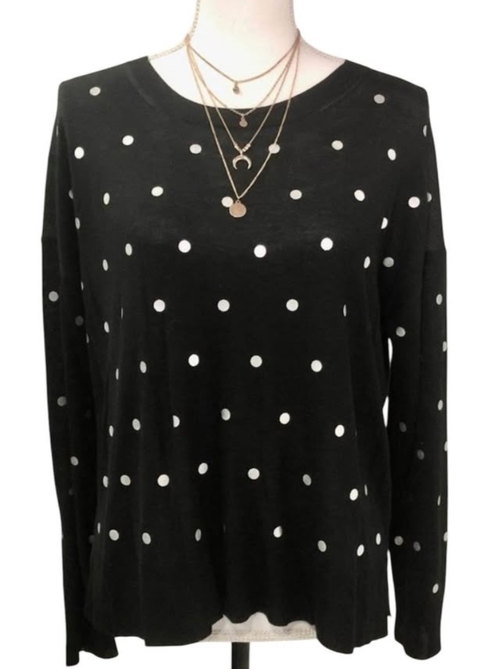 Women's Size Medium ZARA Knit Polka Dot Sweater
